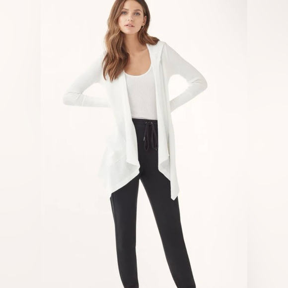 NWT Splendid Thermal Flight Cardigan White Open Waffle Knit Hoodie XL XE - Picture 4 of 4